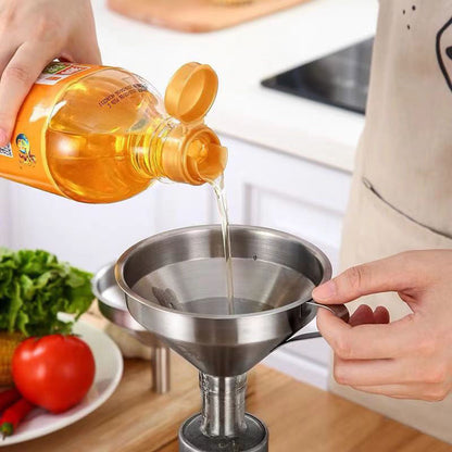 🫗 2-in-1 Stainless Steel Filter Funnel – Removable Fine Mesh Strainer