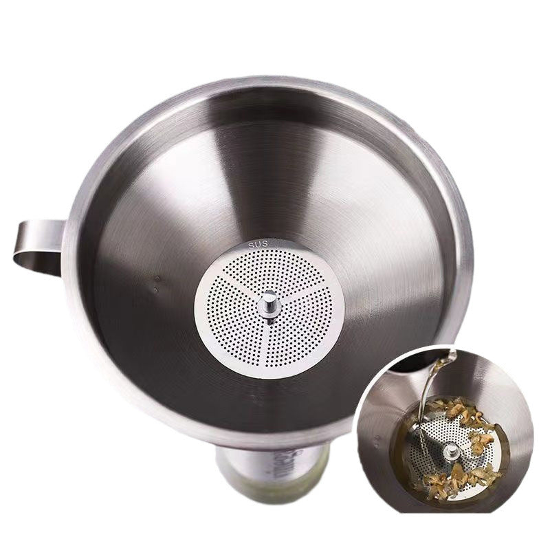 🫗 2-in-1 Stainless Steel Filter Funnel – Removable Fine Mesh Strainer