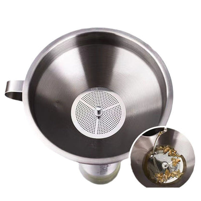 🫗 2-in-1 Stainless Steel Filter Funnel – Removable Fine Mesh Strainer