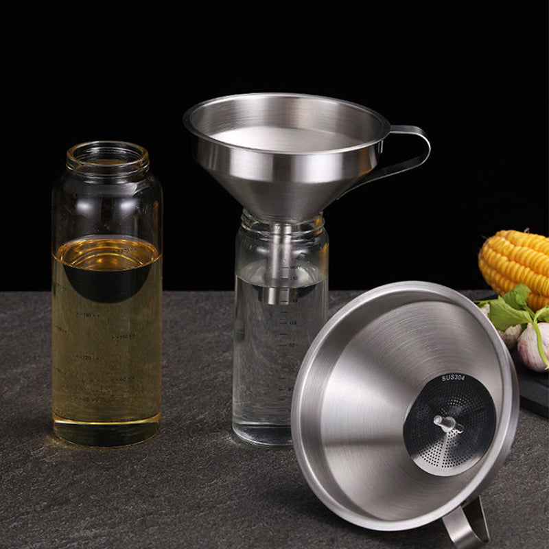 🫗 2-in-1 Stainless Steel Filter Funnel – Removable Fine Mesh Strainer