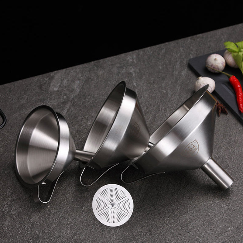 🫗 2-in-1 Stainless Steel Filter Funnel – Removable Fine Mesh Strainer