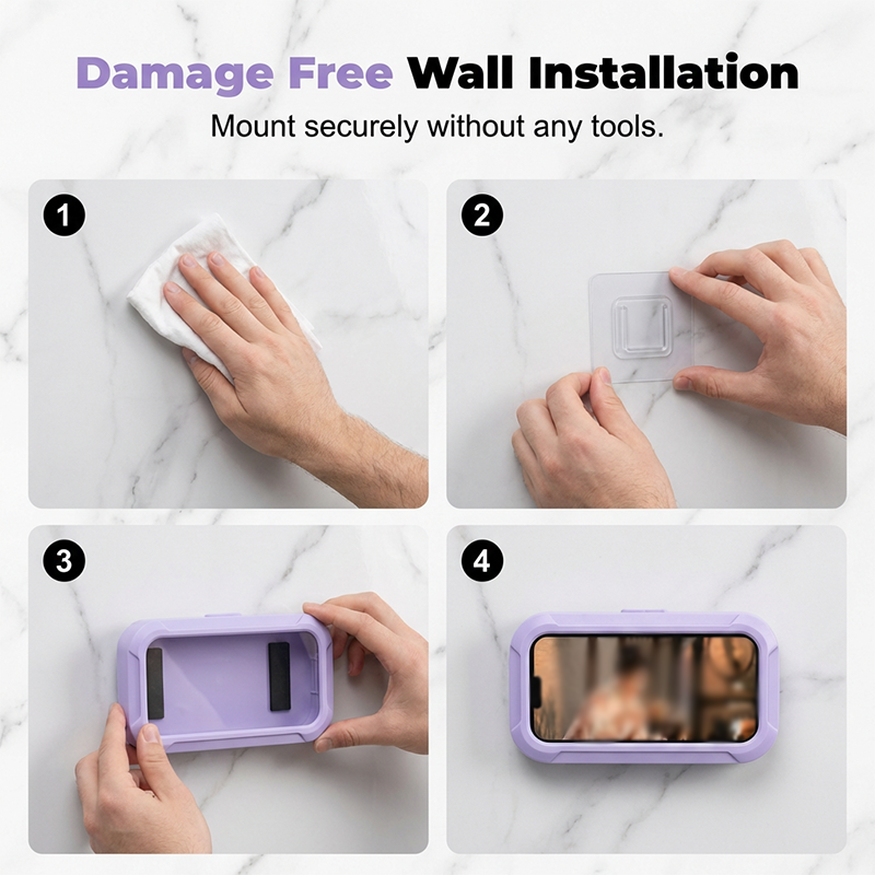 🚿📱 360° Rotating Shower Phone Holder – Splash-Protective Touchscreen Bathroom Case ✨