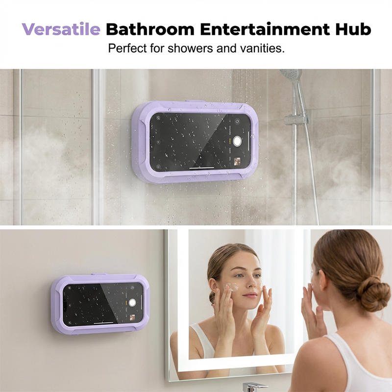 🚿📱 360° Rotating Shower Phone Holder – Splash-Protective Touchscreen Bathroom Case ✨