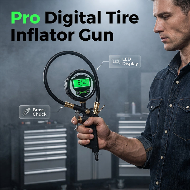 Digital Tire Inflator Gauge Gun – Air Compressor Tire Pressure Tool