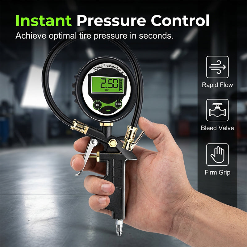 Digital Tire Inflator Gauge Gun – Air Compressor Tire Pressure Tool