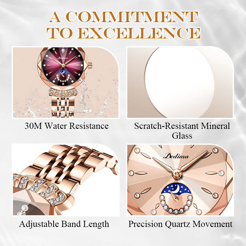 💎Diamond Star & Moon Watch – Elegant & Adjustable Design