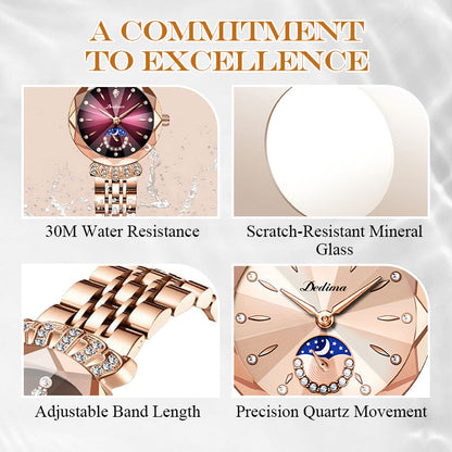 💎Diamond Star & Moon Watch – Elegant & Adjustable Design