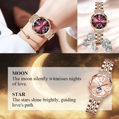 💎Diamond Star & Moon Watch – Elegant & Adjustable Design