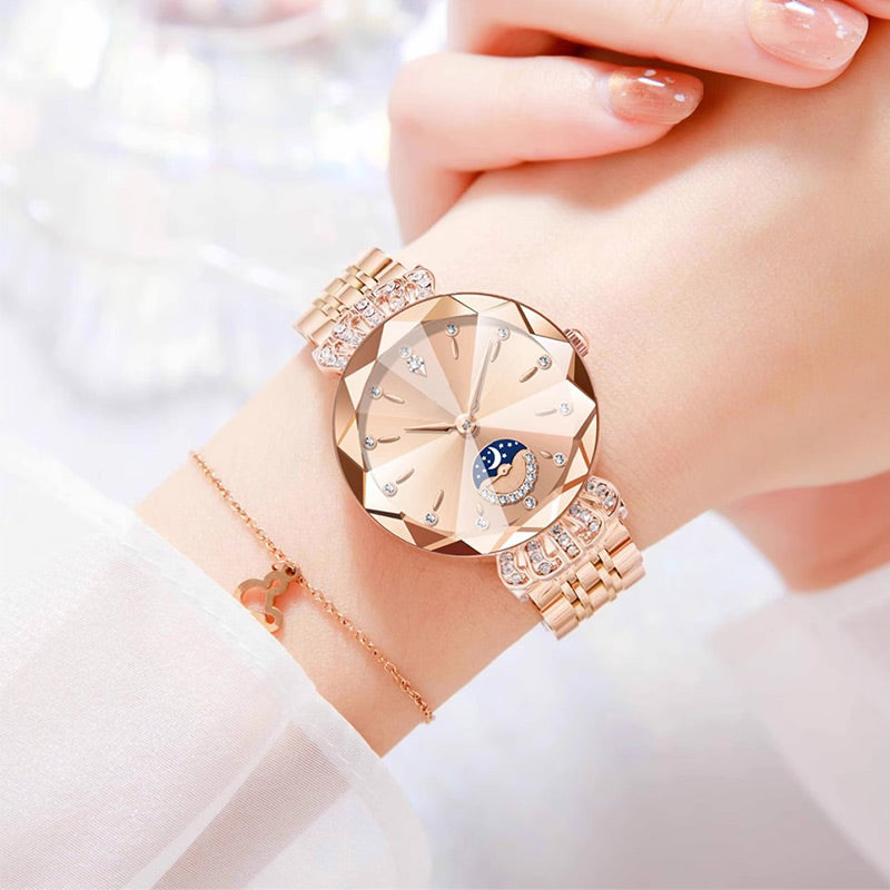 💎Diamond Star & Moon Watch – Elegant & Adjustable Design