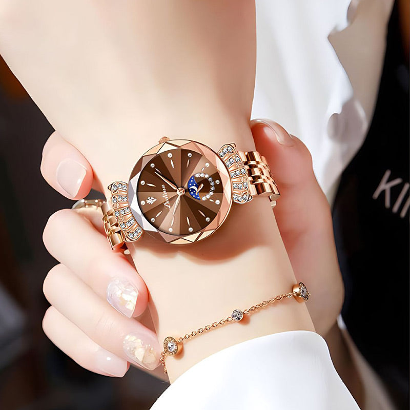 💎Diamond Star & Moon Watch – Elegant & Adjustable Design