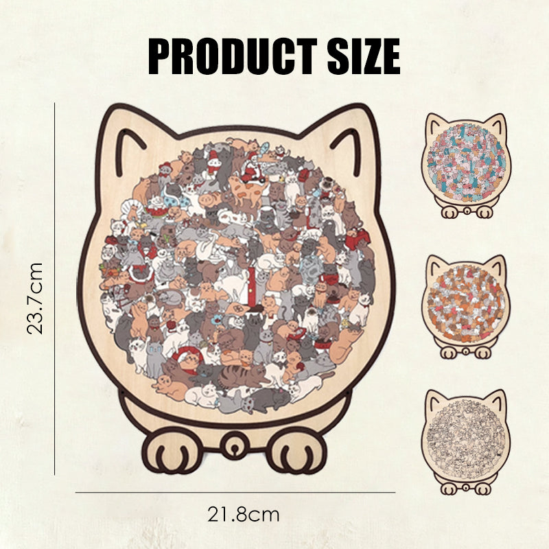 Adorable Cat-Shaped Wooden Jigsaw Puzzle