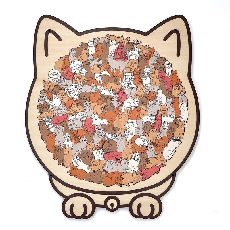 Adorable Cat-Shaped Wooden Jigsaw Puzzle