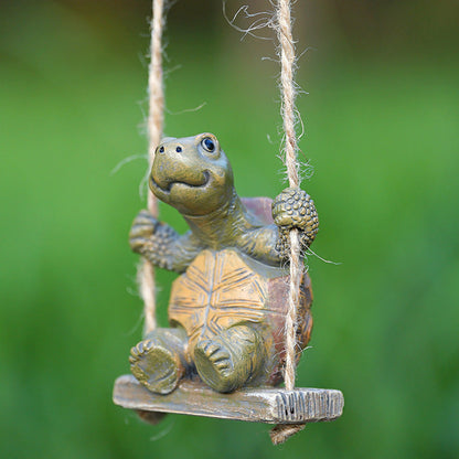 🐢 Whimsical Turtle Swing Garden Ornament – Cute Hanging Outdoor Decor