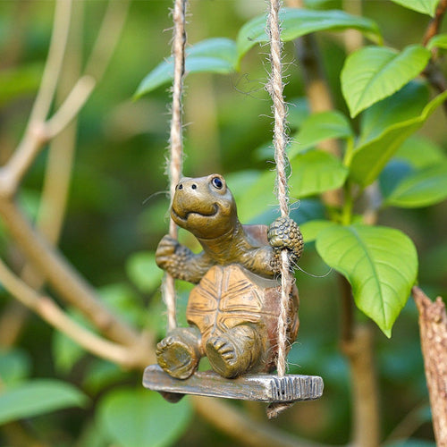 🐢 Whimsical Turtle Swing Garden Ornament – Cute Hanging Outdoor Decor