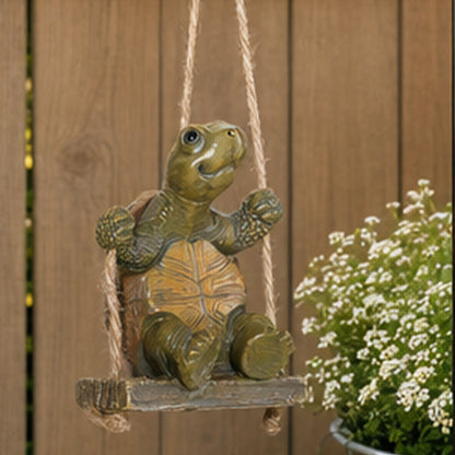🐢 Whimsical Turtle Swing Garden Ornament – Cute Hanging Outdoor Decor