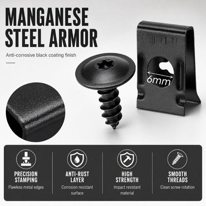 Automotive Metal U-Clip & Screw Fastener Set – M4/M5 Panel Clips