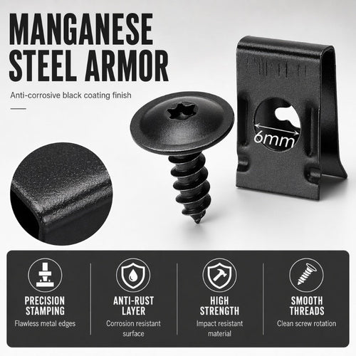 Automotive Metal U-Clip & Screw Fastener Set – M4/M5 Panel Clips