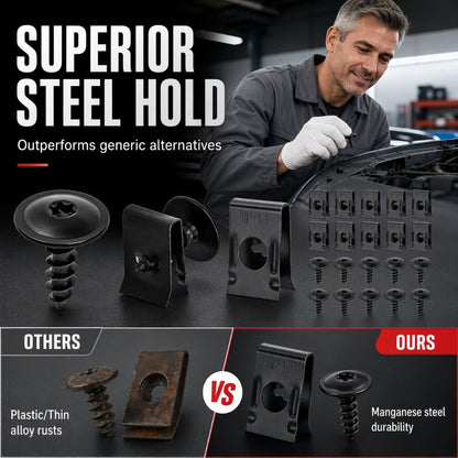 Automotive Metal U-Clip & Screw Fastener Set – M4/M5 Panel Clips