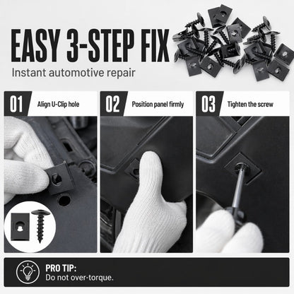 Automotive Metal U-Clip & Screw Fastener Set – M4/M5 Panel Clips