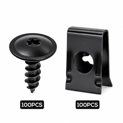 Automotive Metal U-Clip & Screw Fastener Set – M4/M5 Panel Clips