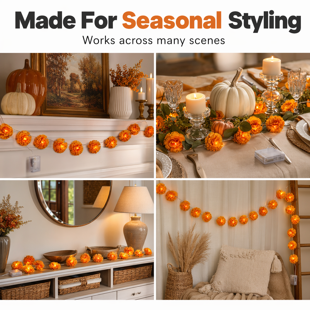 Glowing Marigold Garland Lights – Make Any Corner Feel Like Fall