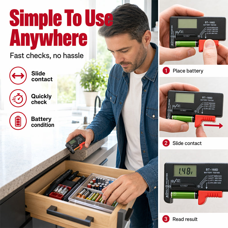 Portable Battery Tester for AA, AAA & 9V – Check Before You Toss