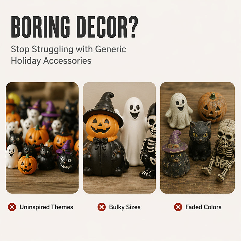 Halloween decor comparison with miniature spooky decorations