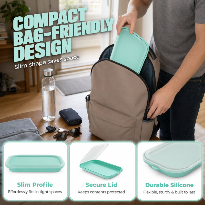 Your Lunch Box Is Taking Up Too Much Space 🥗 – Slim Silicone Lunch Box