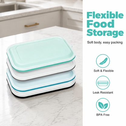 Your Lunch Box Is Taking Up Too Much Space 🥗 – Slim Silicone Lunch Box