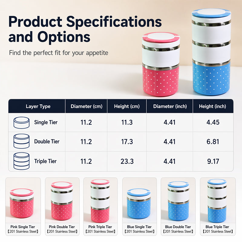🍱 Stainless Steel Insulated Lunch Box - Multi-Layer Portable Bento Container