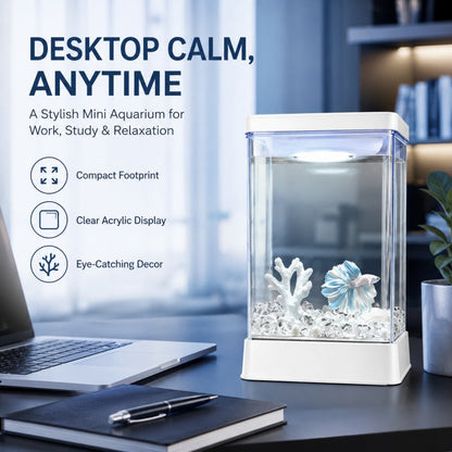 Mini Acrylic Desktop Aquarium – 7-Color LED Light & USB Power