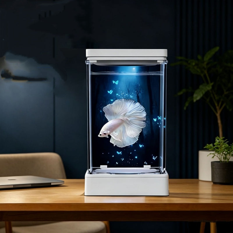 Mini Acrylic Desktop Aquarium – 7-Color LED Light & USB Power