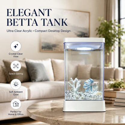 Mini Acrylic Desktop Aquarium – 7-Color LED Light & USB Power