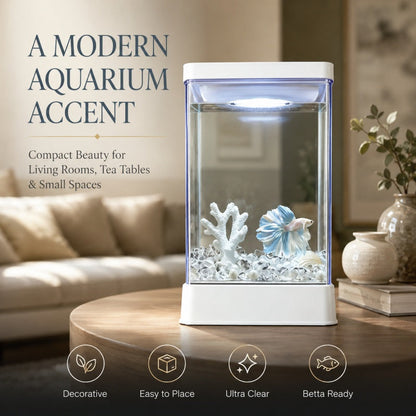 Mini Acrylic Desktop Aquarium – 7-Color LED Light & USB Power