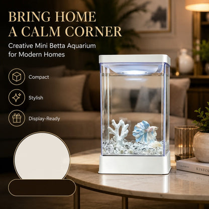 Mini Acrylic Desktop Aquarium – 7-Color LED Light & USB Power