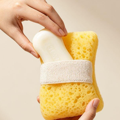 🫧 Soap Pocket Bath Sponge – Quick-Lather Body Scrubber with Hand Strap