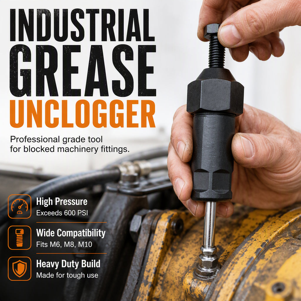 🔧 Heavy Duty Grease Fitting Cleaner Tool – 600 PSI Blocked Grease Fitting Unclogger