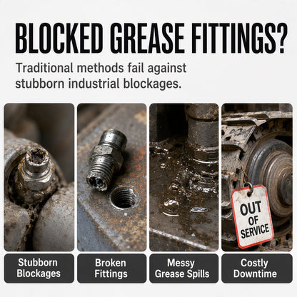 🔧 Heavy Duty Grease Fitting Cleaner Tool – 600 PSI Blocked Grease Fitting Unclogger