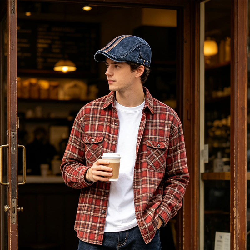 👒Classic Flat-Brim Cap — Adjustable Cotton Blend Baseball Hat