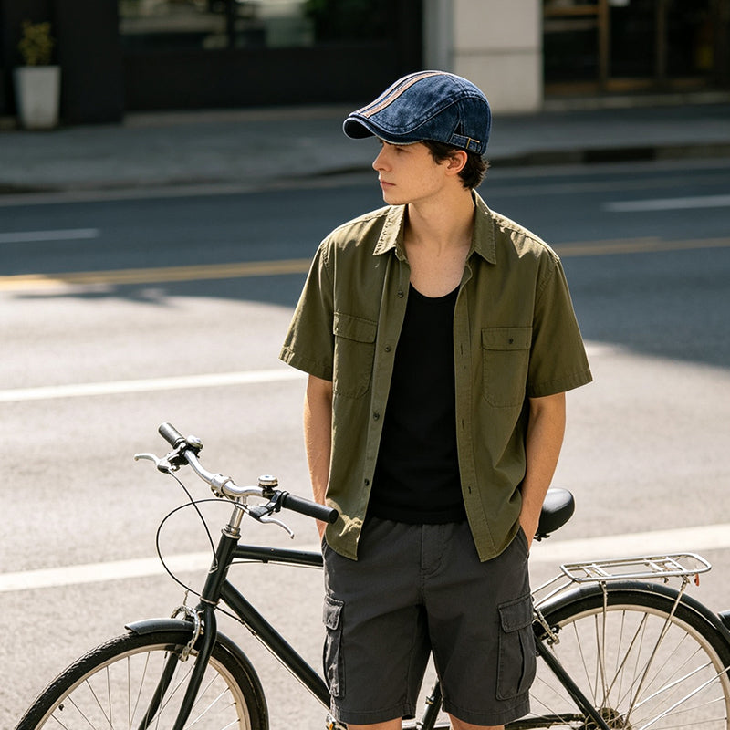 👒Classic Flat-Brim Cap — Adjustable Cotton Blend Baseball Hat