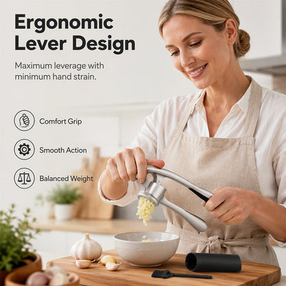 🧄 3-Piece Garlic Press Set – Peel, Press & Clean with Less Mess