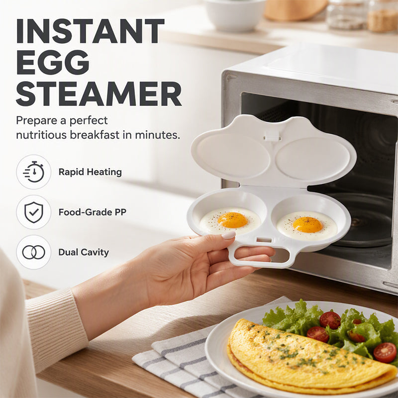 🥚 BUY 1 GET 1 FREE!🍳Microwave Egg Cooker – Perfect poached eggs in 2 mins, no oil & splash-proof – Quick, healthy & mess-free breakfast ⏱️🌿