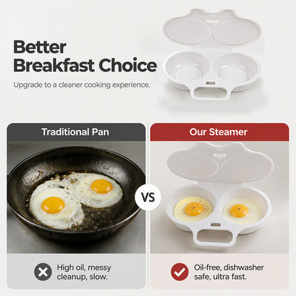 🥚 BUY 1 GET 1 FREE!🍳Microwave Egg Cooker – Perfect poached eggs in 2 mins, no oil & splash-proof – Quick, healthy & mess-free breakfast ⏱️🌿