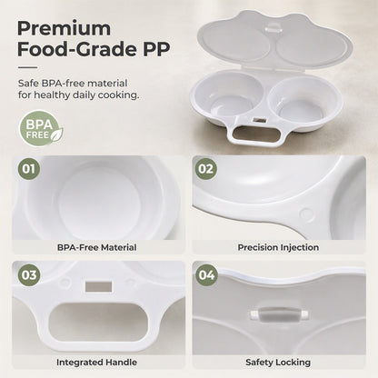 🥚 BUY 1 GET 1 FREE!🍳Microwave Egg Cooker – Perfect poached eggs in 2 mins, no oil & splash-proof – Quick, healthy & mess-free breakfast ⏱️🌿