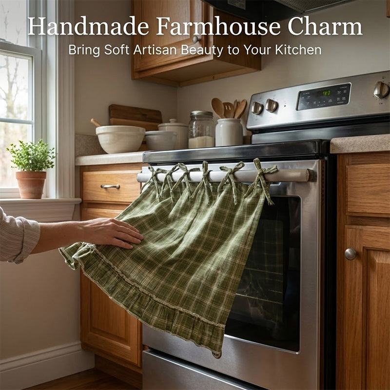 Rustic Plaid Oven Skirt – Tie-On Farmhouse Kitchen Decor