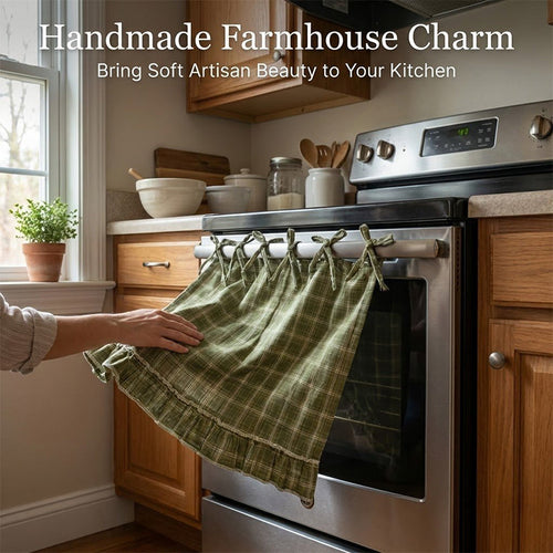 Rustic Plaid Oven Skirt – Tie-On Farmhouse Kitchen Decor