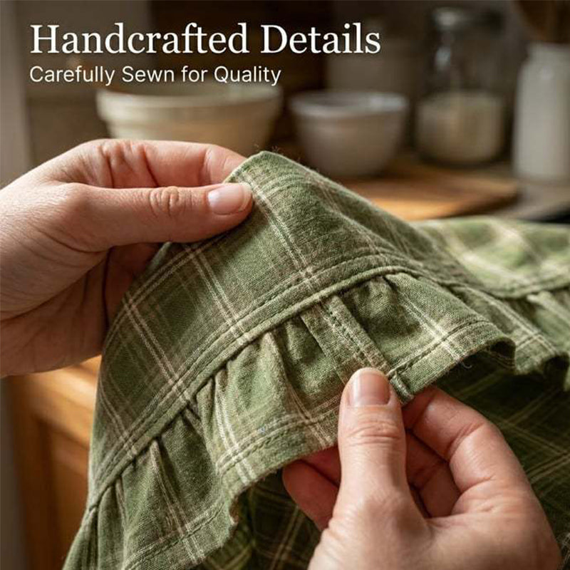 Rustic Plaid Oven Skirt – Tie-On Farmhouse Kitchen Decor
