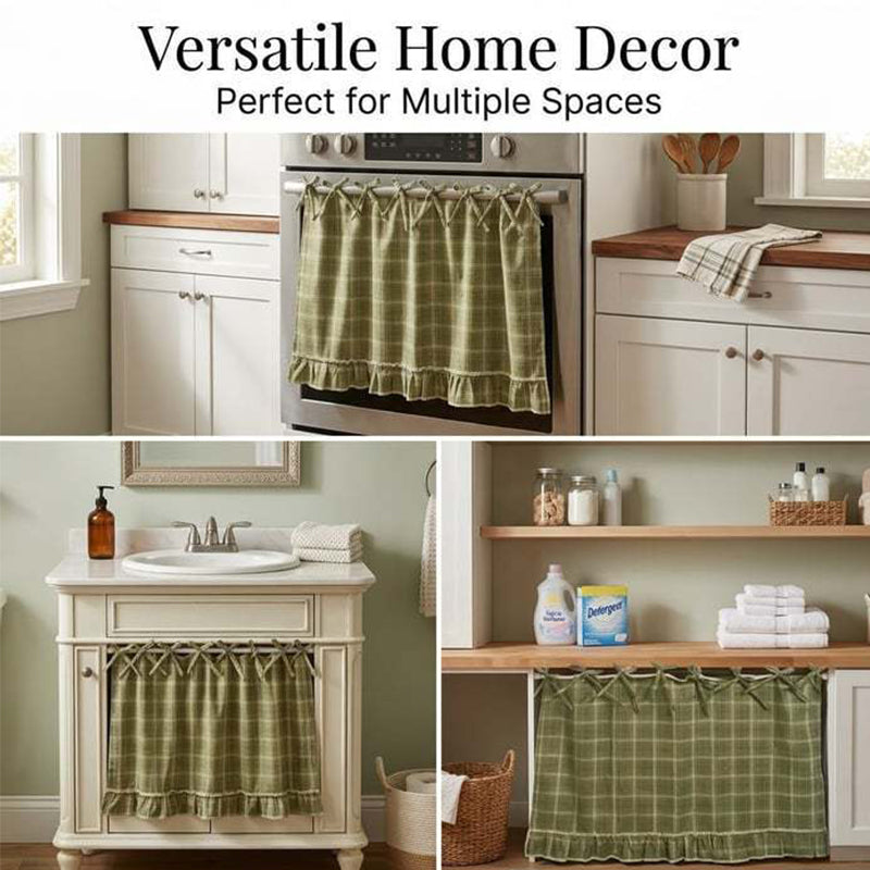 Rustic Plaid Oven Skirt – Tie-On Farmhouse Kitchen Decor