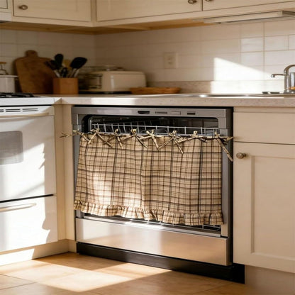 Rustic Plaid Oven Skirt – Tie-On Farmhouse Kitchen Decor