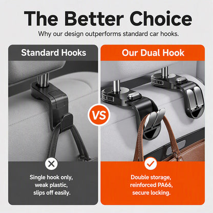🚗 Car Headrest Hooks – No More Bags Rolling Around